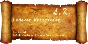 Lederer Krisztofer névjegykártya
